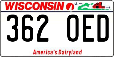 WI license plate 362OED