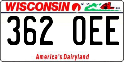 WI license plate 362OEE