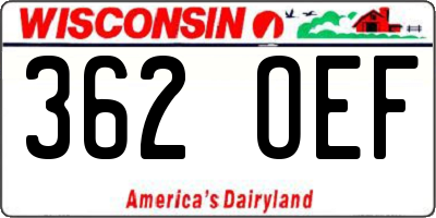 WI license plate 362OEF