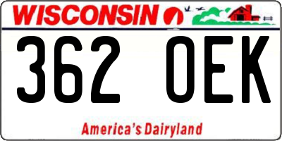 WI license plate 362OEK