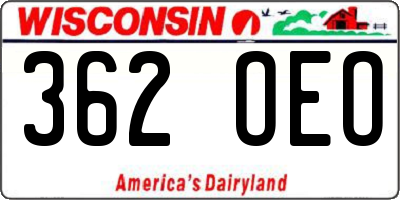 WI license plate 362OEO