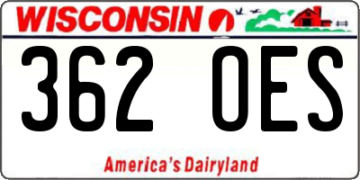 WI license plate 362OES