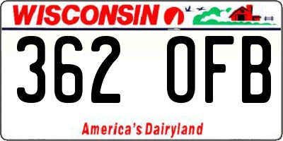 WI license plate 362OFB