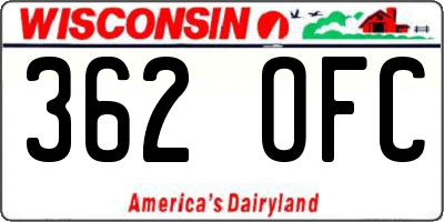 WI license plate 362OFC