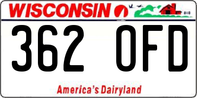 WI license plate 362OFD