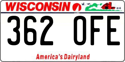WI license plate 362OFE