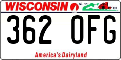 WI license plate 362OFG