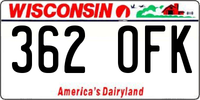 WI license plate 362OFK