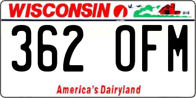 WI license plate 362OFM