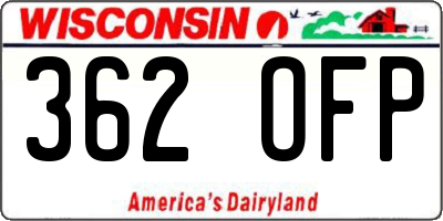 WI license plate 362OFP