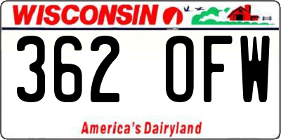 WI license plate 362OFW