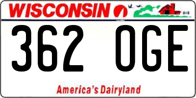 WI license plate 362OGE