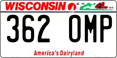 WI license plate 362OMP