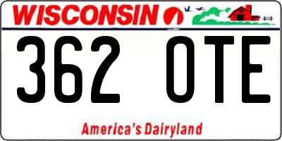 WI license plate 362OTE