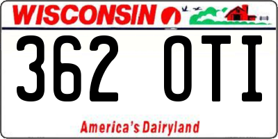 WI license plate 362OTI