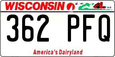 WI license plate 362PFQ