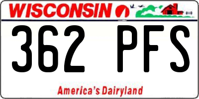 WI license plate 362PFS
