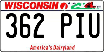 WI license plate 362PIU