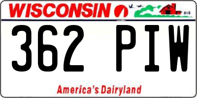 WI license plate 362PIW