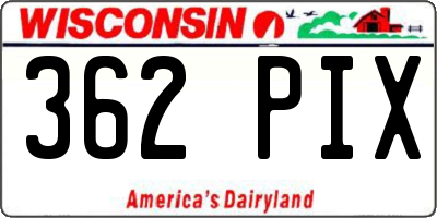 WI license plate 362PIX