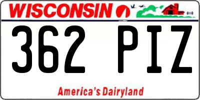 WI license plate 362PIZ