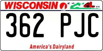 WI license plate 362PJC