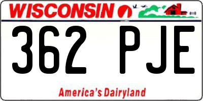 WI license plate 362PJE