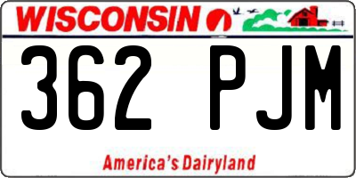 WI license plate 362PJM