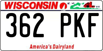 WI license plate 362PKF