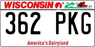 WI license plate 362PKG