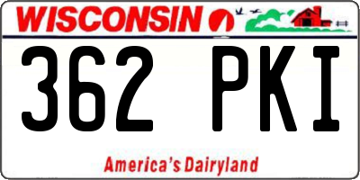 WI license plate 362PKI