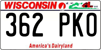 WI license plate 362PKO