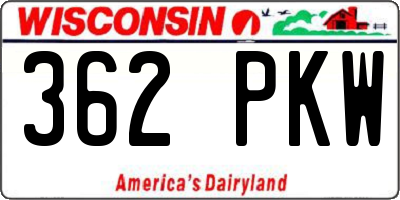 WI license plate 362PKW