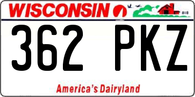 WI license plate 362PKZ