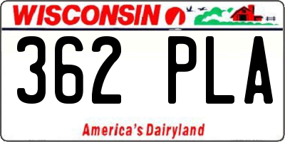 WI license plate 362PLA