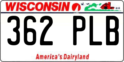 WI license plate 362PLB