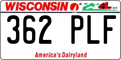 WI license plate 362PLF