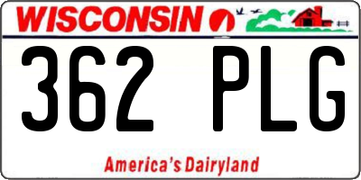 WI license plate 362PLG