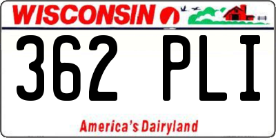 WI license plate 362PLI