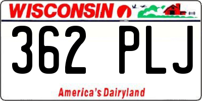 WI license plate 362PLJ