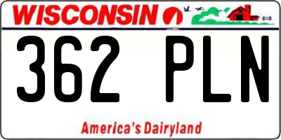 WI license plate 362PLN
