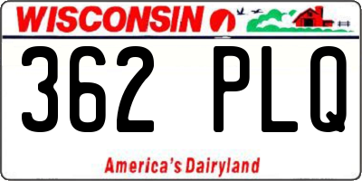 WI license plate 362PLQ
