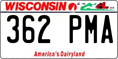 WI license plate 362PMA