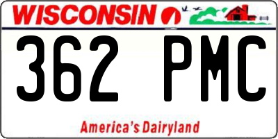 WI license plate 362PMC