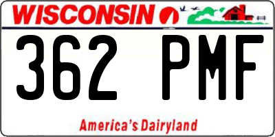 WI license plate 362PMF