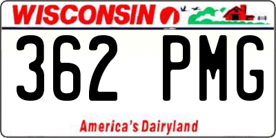 WI license plate 362PMG