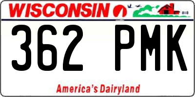 WI license plate 362PMK