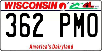 WI license plate 362PMO