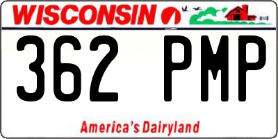 WI license plate 362PMP