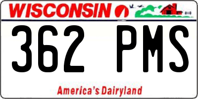 WI license plate 362PMS